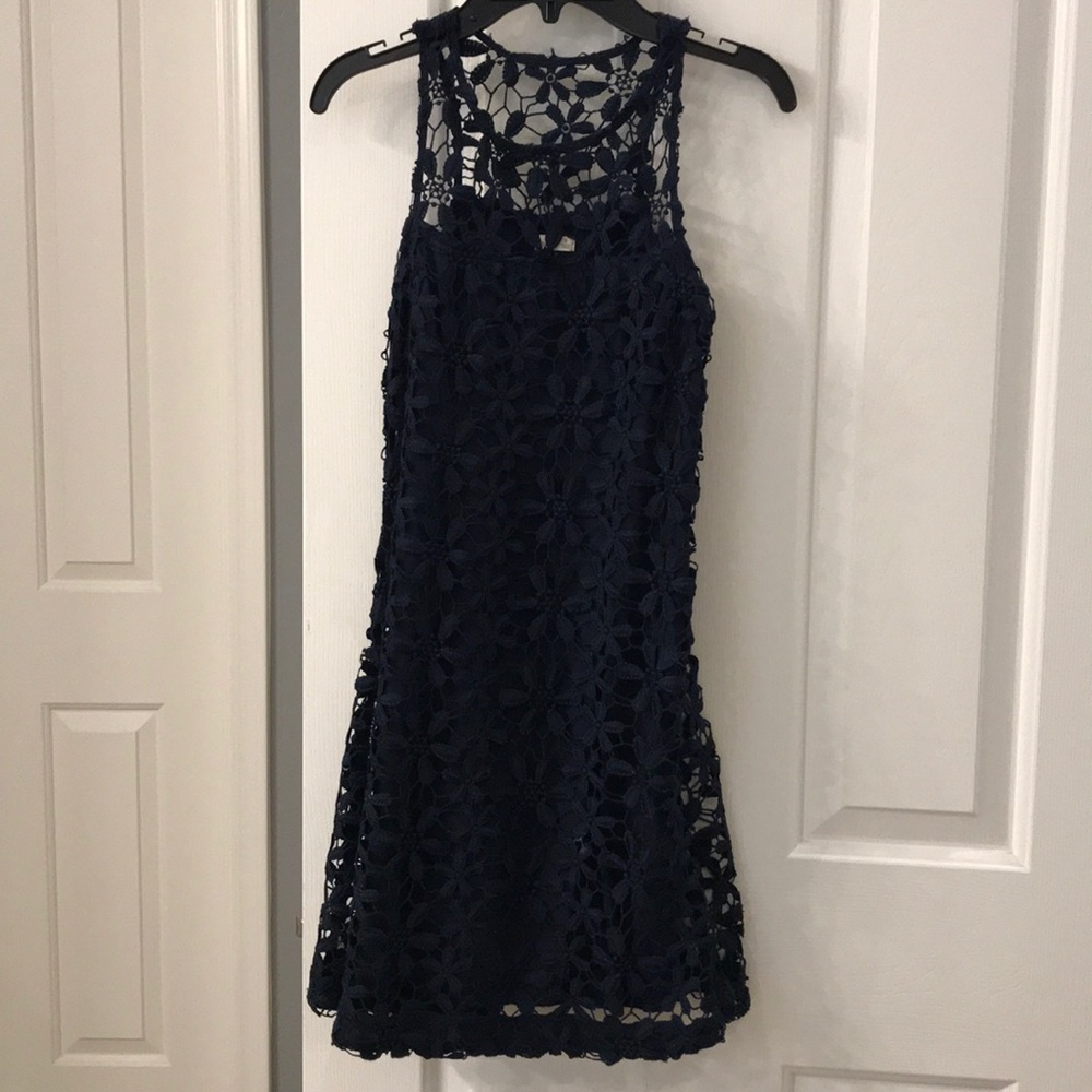 Hollister dark blue lace dress